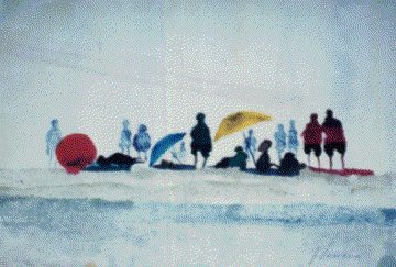 Jim Tanaka Water Color BEACH SCENE II