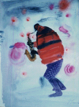 Jim Tanaka Watercolor SAXAPHONE PLAYER