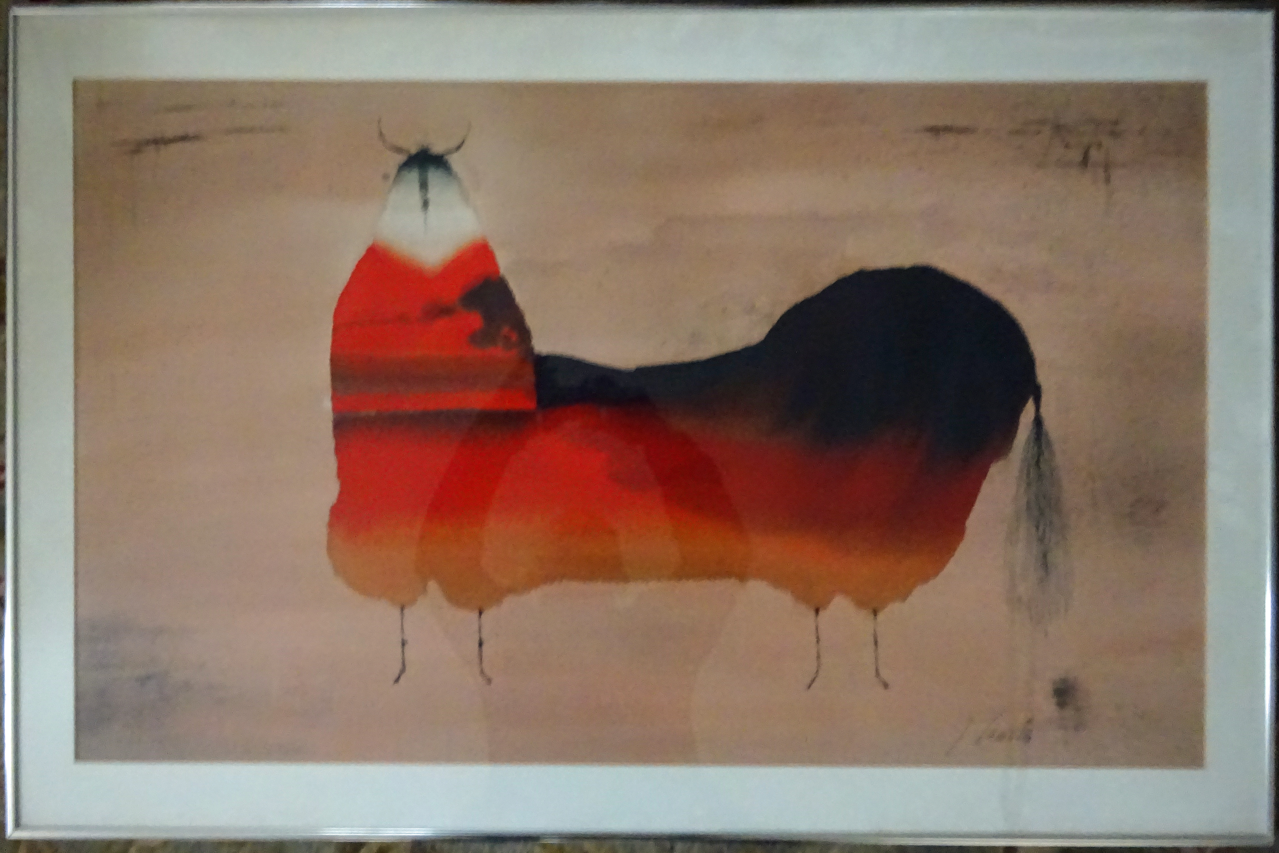 Jim Tanaka Water Color ORANGE-RED HORSE II For Sale